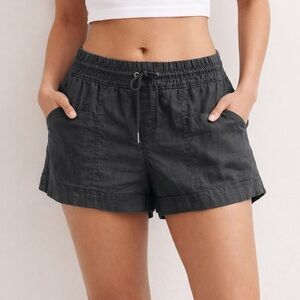 Athleta Cabo High-Waist Drawstring 100% Linen Shorts Women's Size 14